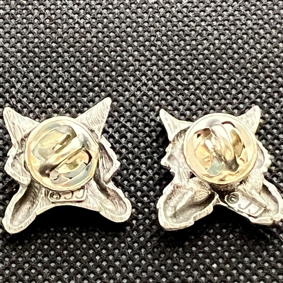 JJ Jonette Vintage Pewter Cat Kitty Earrings Signed JJ - Picture 5 of 13
